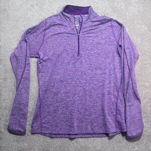 Nike Running Dri Fit Long Sleeve Hooded Shirt Purple Size Large Women’s